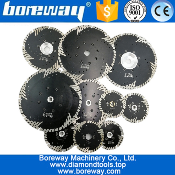 China 105mm to 230mm Hot pressed Diamond Turbo saw Blade with Slant Triangle teeth produce marble granite cutting disc manufacturer