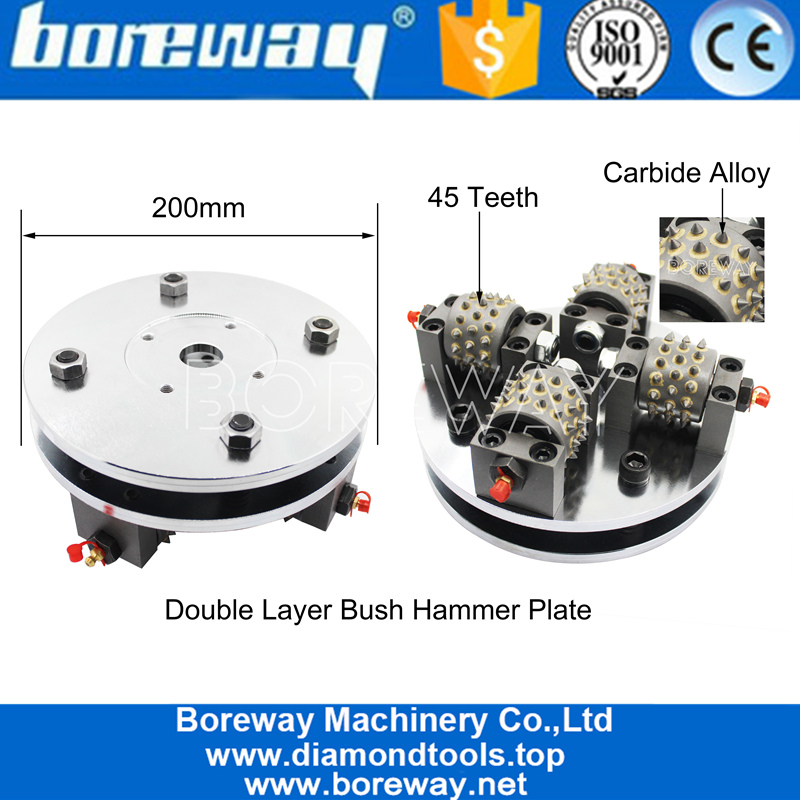 8 Inch 200mm Double Layer Rotary Carbide Alloy Bush Hammer Plate For Granite Finish