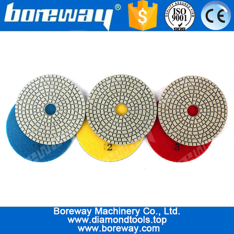 3 Step 4 Inch diamond polishing pad for  flexible grinding stone marble granite