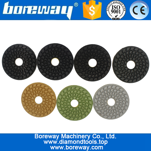 3inch 80mm 7 steps sprial type wet use diamond polishing pads