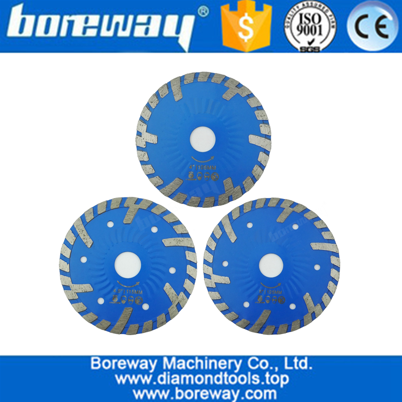 4 "4,5" 5 "Lama per sega diamantata a caldo Lama diamantata Turbo Wave con denti di protezione in pietra per calcestruzzo