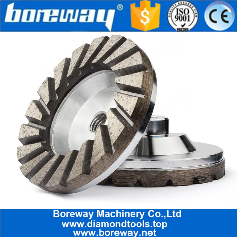 4 Inch Aluminum Base Turbo Diamond Cup Wheel For Concrete Granite