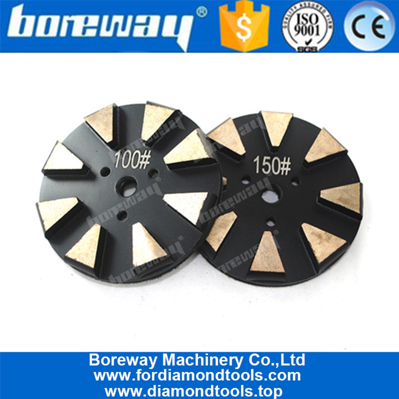 4 Inch Hook And Loop Diamond Metal Grinding Pad With 8 Triangle Bar