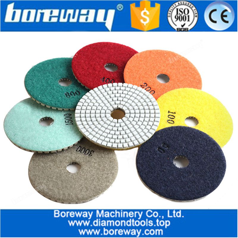 4 inch 100mm 7pcs diamond dry and wet polishing pads for granite and marble stone