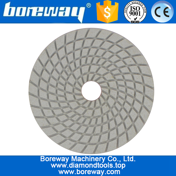 4inch 100mm 7 steps white sprial type wet use diamond polishing pads