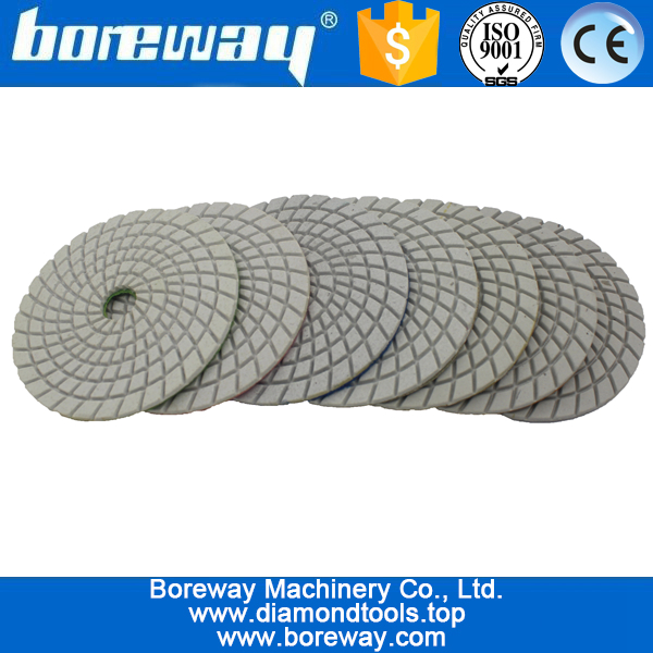 Tamponi di lucidatura a diamante per uso bagnato da 4 pollici 100mm 7 gradini bianchi tipo sprial