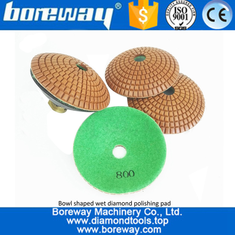 4inch 100mm bowl shaped sanding disc with rubber backer M14 thread for granite marble tile 800# convex diamond polishing pads