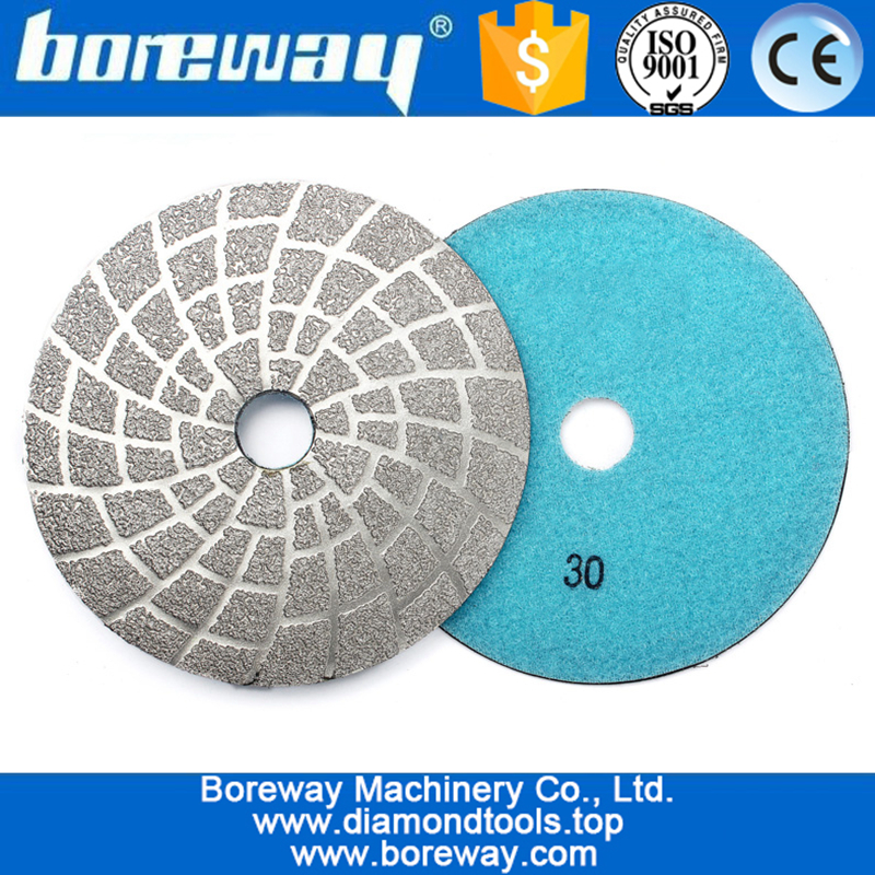 5inch 125mm Diameter Dry Wet Use 3pcs Vacuum Brazed Diamond Polishing Pads and Diamond Grinding Disc Sanding Pads