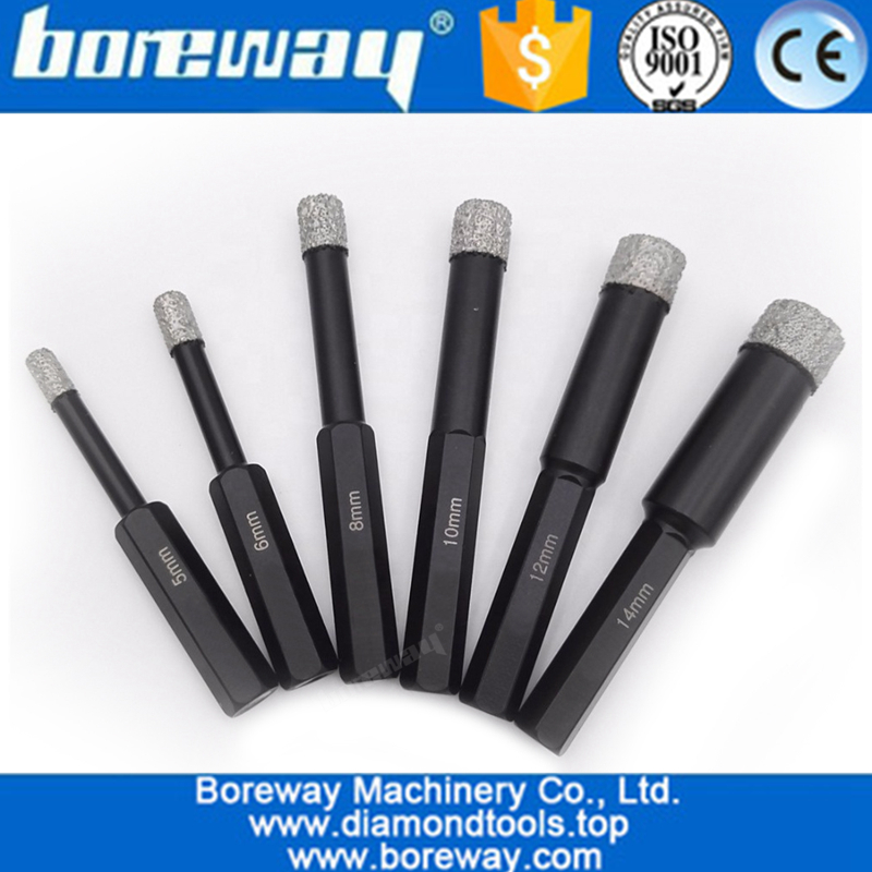 5mm-14mm Hex Shank Vacuum Brazed Diamond Core Drill Bits Dry Drilling core Bits drill hole saw Granite Marble masonry