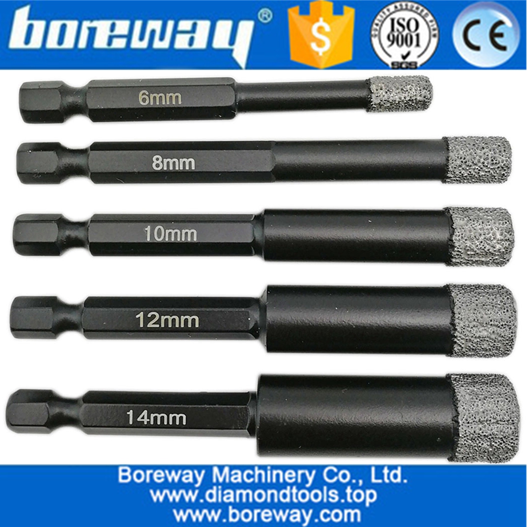 6mm-14mm Vacuum Brazed Dry drilling core bits with quick-fit shank diamond core drill bits drilling stone granite marble