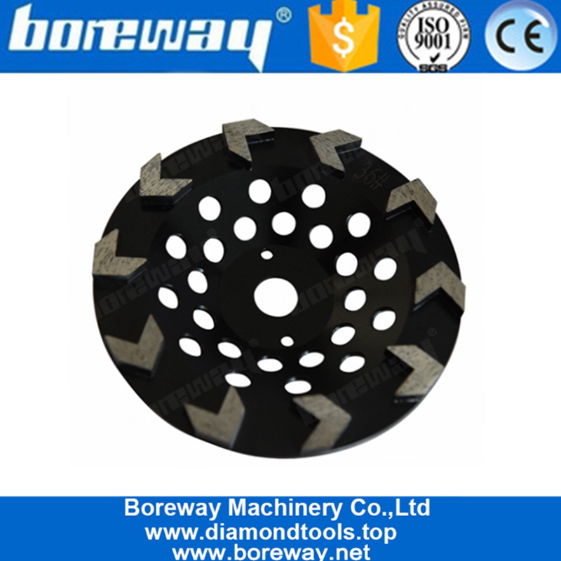 7 Inch 10 Arrow Segments High Sharpness Diamond Grinding Cup Wheel For Concrete Terrazzo Floor