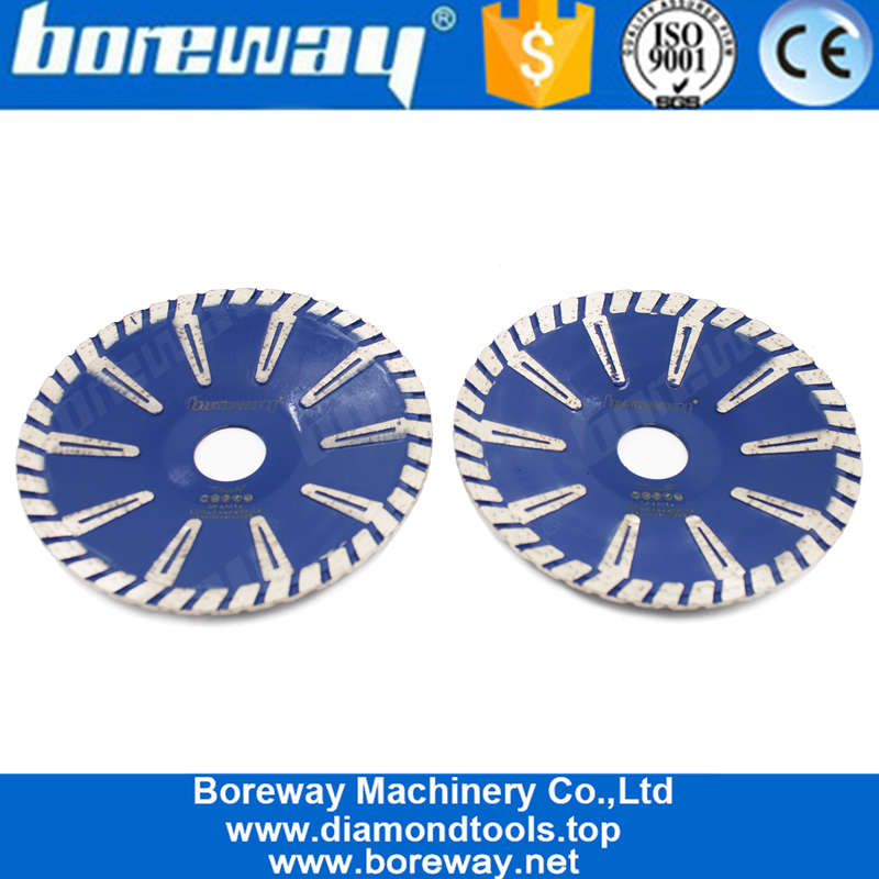 China Boreway 105/115/125 / 180mm Diamant konkaves Sägeblatt T-förmige Schutzzähne Beton Granit Marmor Stein Schneidebrett Hersteller