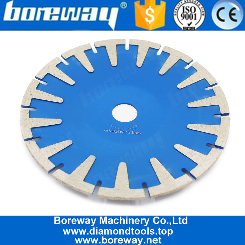 Boreway 180mm 7 Inch Diamond Cutting Blade Concave Curved Concrete Marble Diamond Circular Saw Disc with T Segment