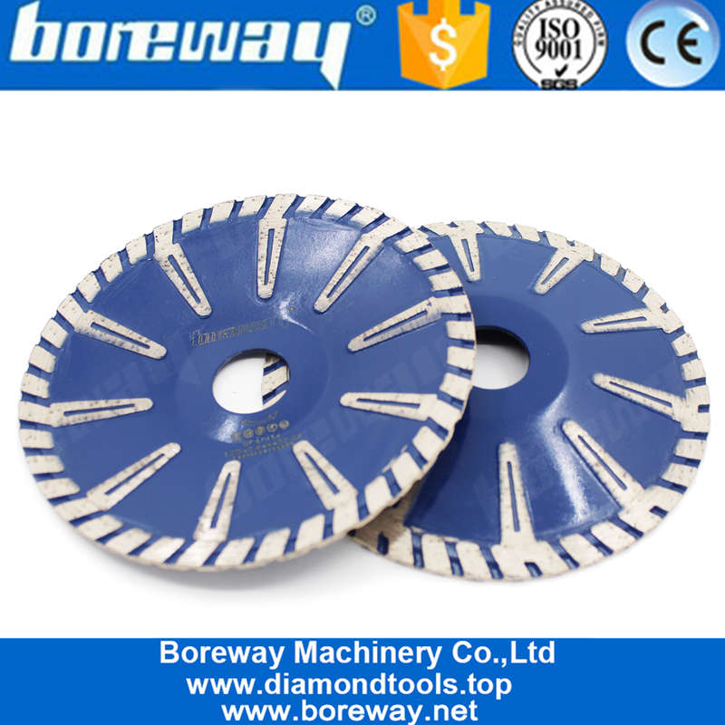 Boreway 180mm T Protection Segment Concave Saw Blade Customize High Quality Disc Plate For Cutting Concrete Granite Marble Stone