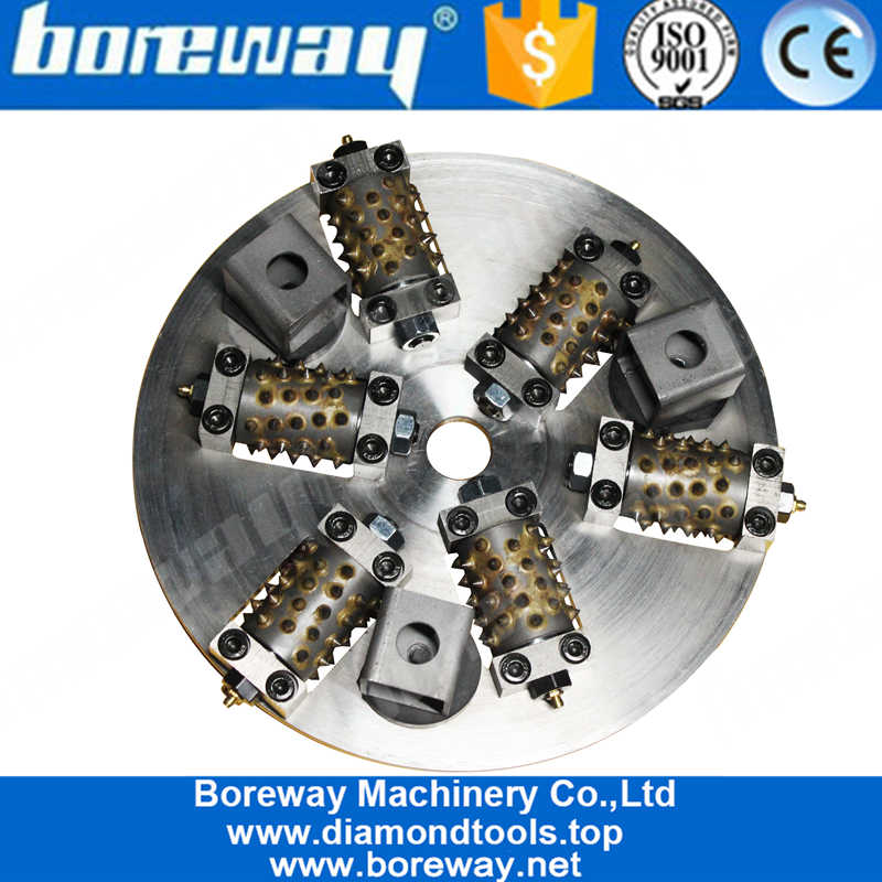 Boreway 300 미리 메터 45 초 6 롤러 부시 망치 열매 표면 연삭 플레이트 휠 도구 돌 화강암 대리석 콘크리트