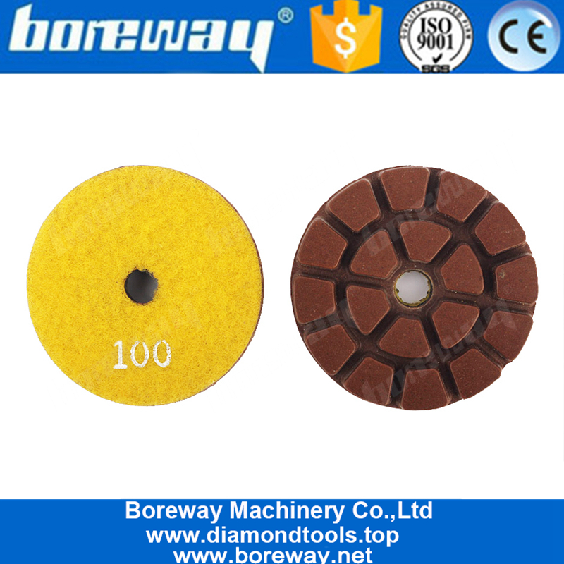 Boreway 75mm راتنج الماس الطابق تلميع الوسادة للحجر ملموسة