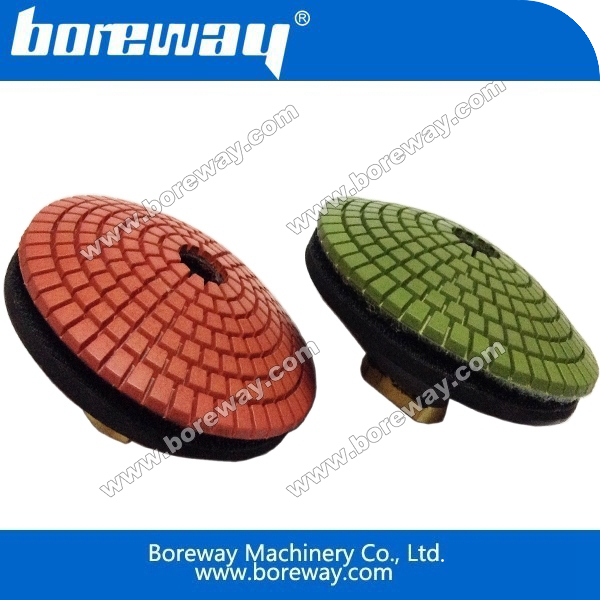 Boreway convex diamond fiber polishing pads for stone fining