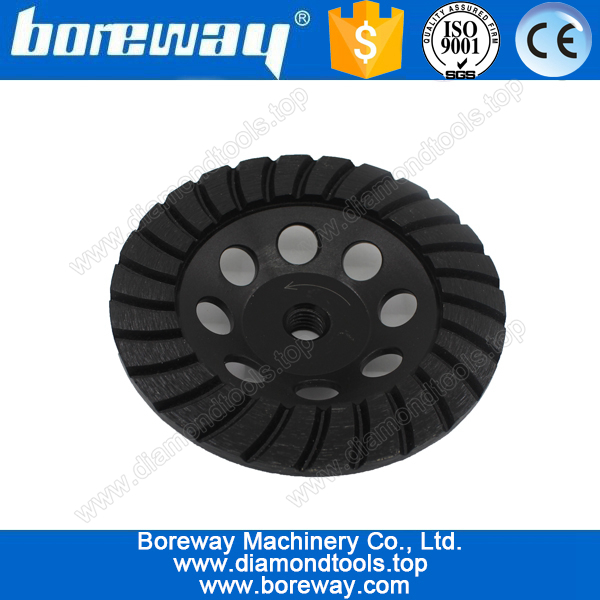 Black D125*M14 Corrugated segment hot press and sinter diamond cup grinding wheels for grinding stone and concrete