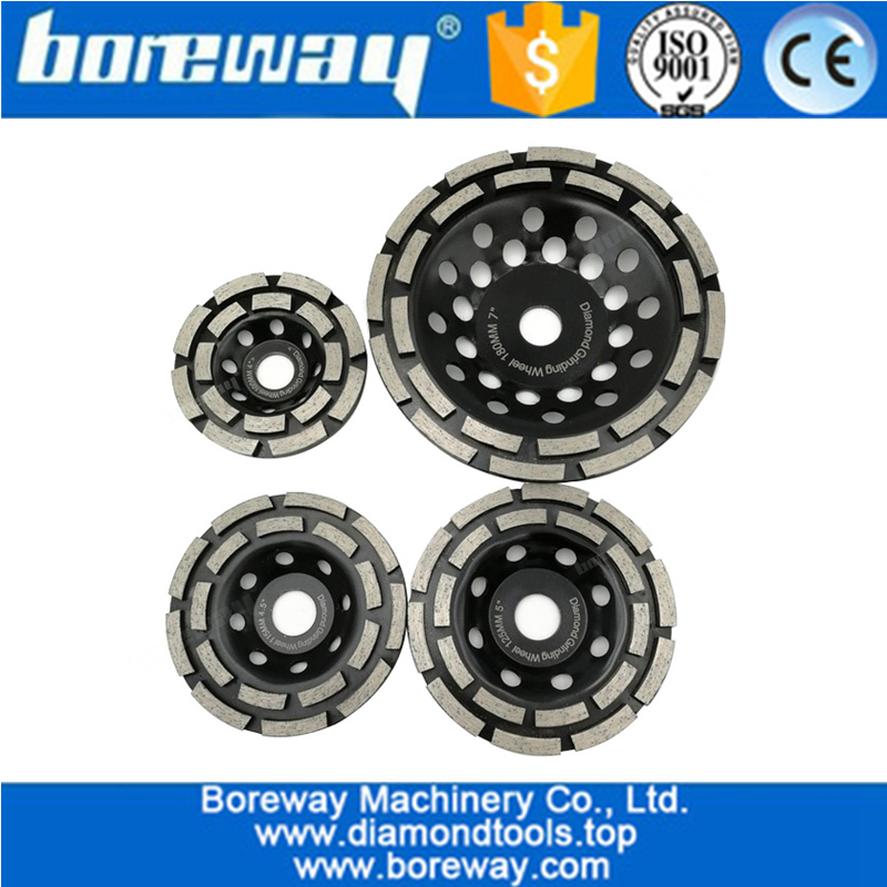 Dia.100mm-180 मिमी डायमंड डबल पंक्ति पीसने कप व्हील डायमंड पीस डिस्क डिस्क पॉलिशिंग कंक्रीट चिनाई ग्रेनाइट संगमरमर
