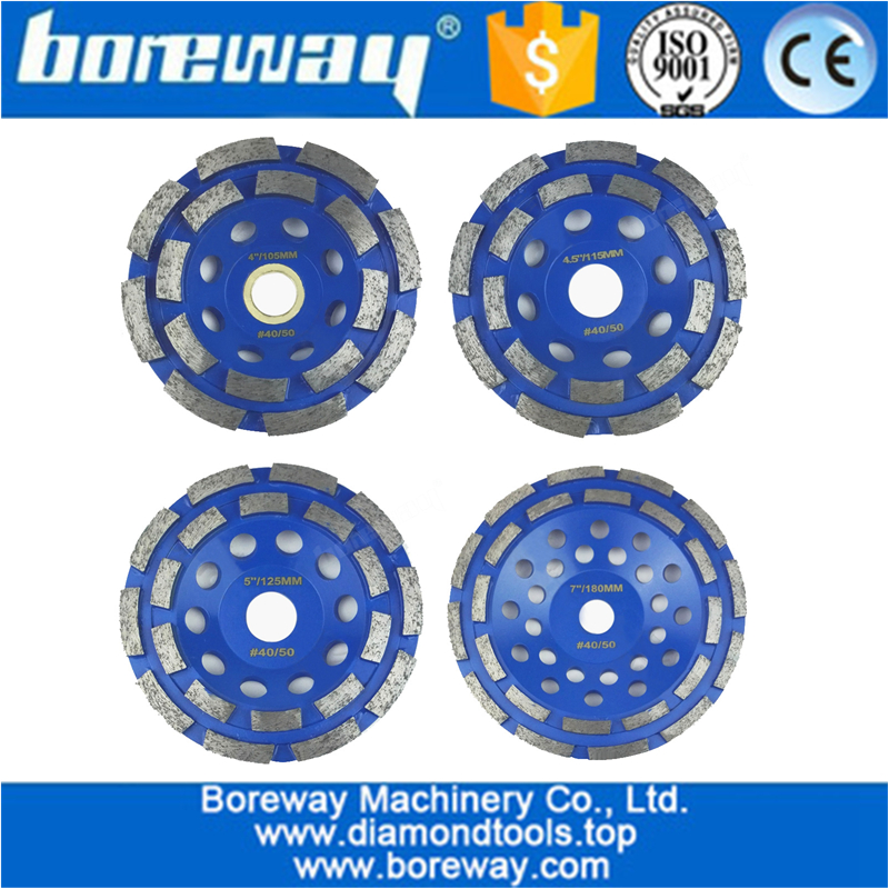 Diamond double row cup wheel for granite hard material 4 sizes available 4" 4.5" 5" 7" High quality grinding disc