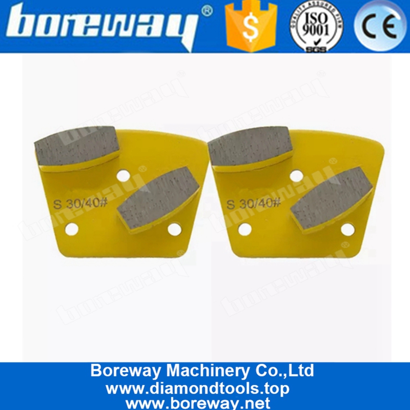 Almohadillas de molienda trapezoidales de segmentos de doble tambor con rosca M6 de 3 agujeros para hormigón