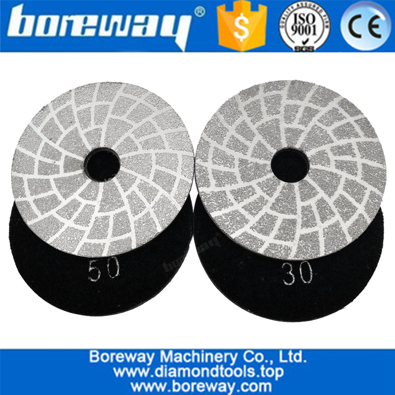 Factory supply Dia. 4inch 100mm Vacuum Brazed Diamond Grinding Disc Shaping Or Beveling Dry or Wet used Grinding Pad
