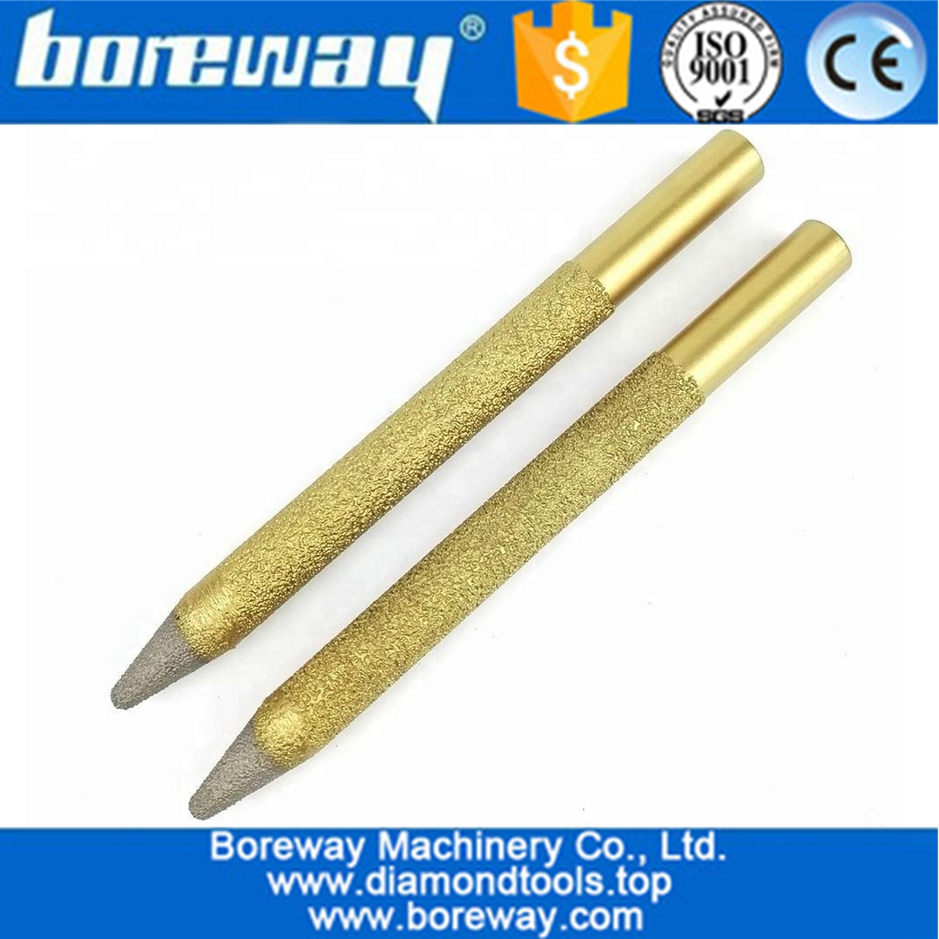 High Quality 12-4/100mm Vaccum Brazed Diamond engraving bits CNC taper ball-end cutter rotary burrs for granite marble