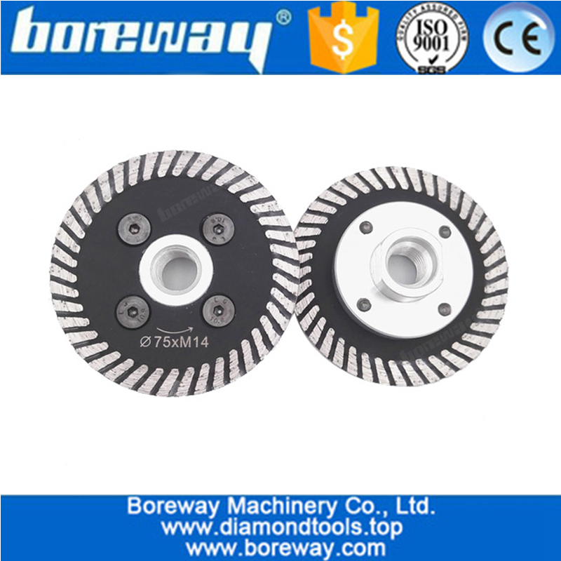 이동할 수있는 M14 플랜지를 가진 뜨거운 눌러 진 소형 터보 다이아몬드 잎 도매 75mm 소형 조각 절단 디스크 다이아몬드 바퀴