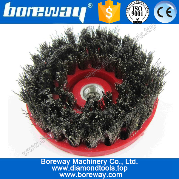 Round steel grinding brush for stone