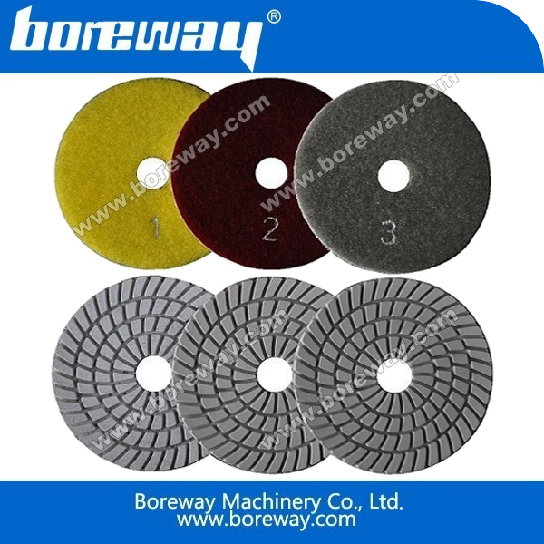 Spiral diamond wet polishing pad