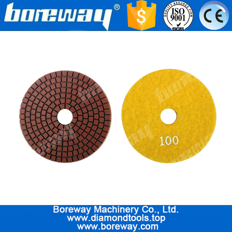 Stone Grinding Wet Polish Diamond Pad 4Inch Flexible Diamond Polishing Pad For Granite Marble Stone