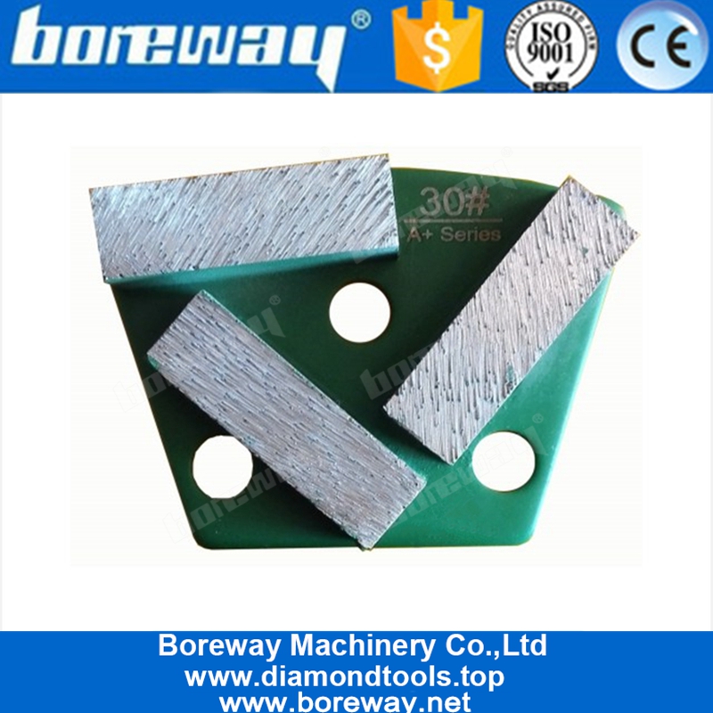 Three Rectangle Segments Trapezoid Grinding Pads with Thread Holes For Concrete Floor