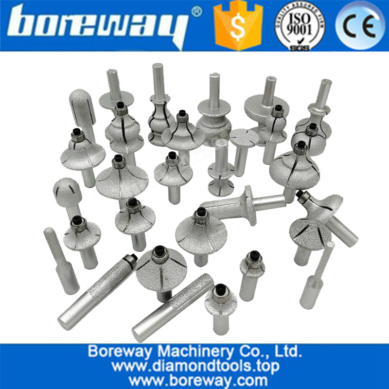 Vacuum Brazed Diamond Router Bits for Granite Marble Router Cutter with 1/2" Shank Profiling Cutting Stone Edge